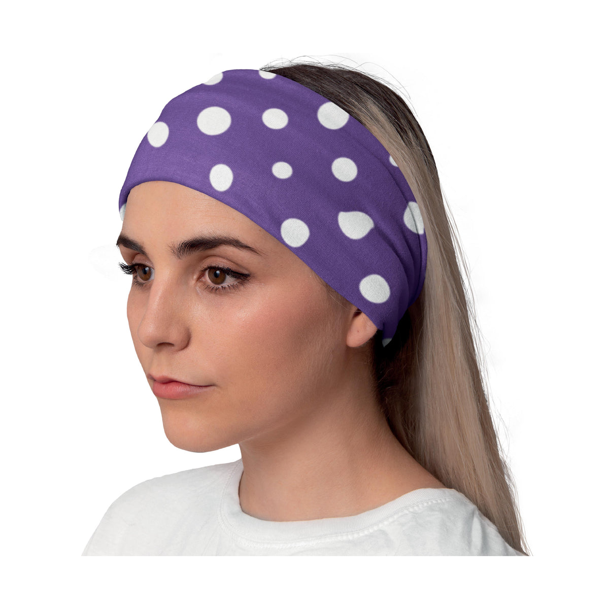 Lunabands Purple Polka Dotty Multi use Fitness Running Bandana Headband ...