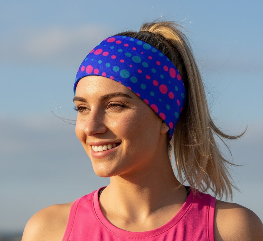 Lunabands_Blue_Dots_Multi_use_Running_Bandana_Headband