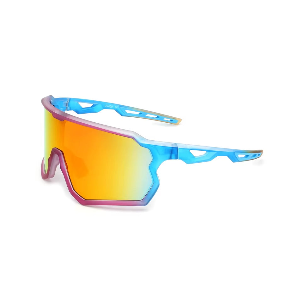 Lunabands Cycling sunglasses with blue polarised UV400 lenses, non-slip grip, and eco-friendly ocean plastic frame
