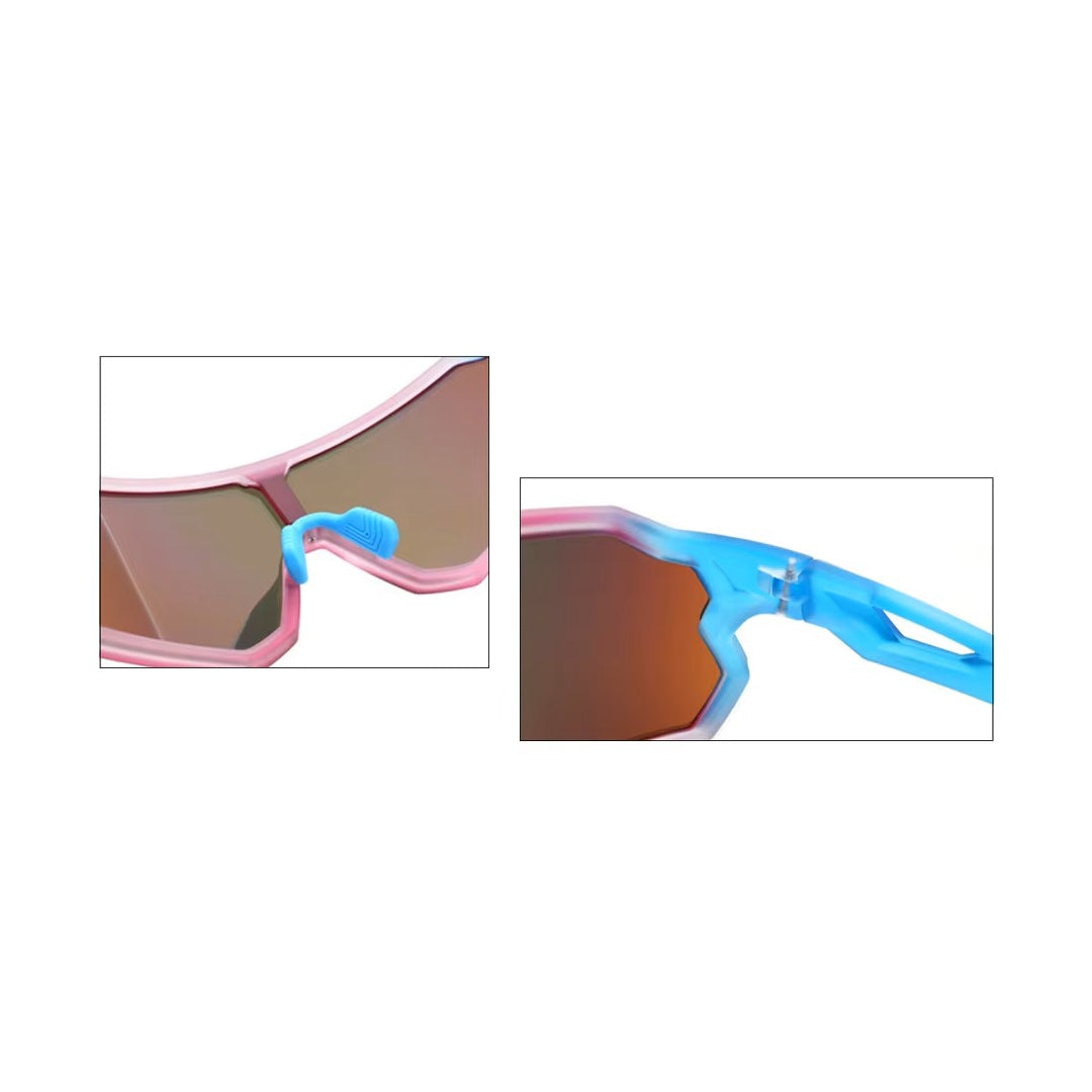 Lunabands Cycling sunglasses with blue polarised UV400 lenses, non-slip grip, and eco-friendly ocean plastic frame