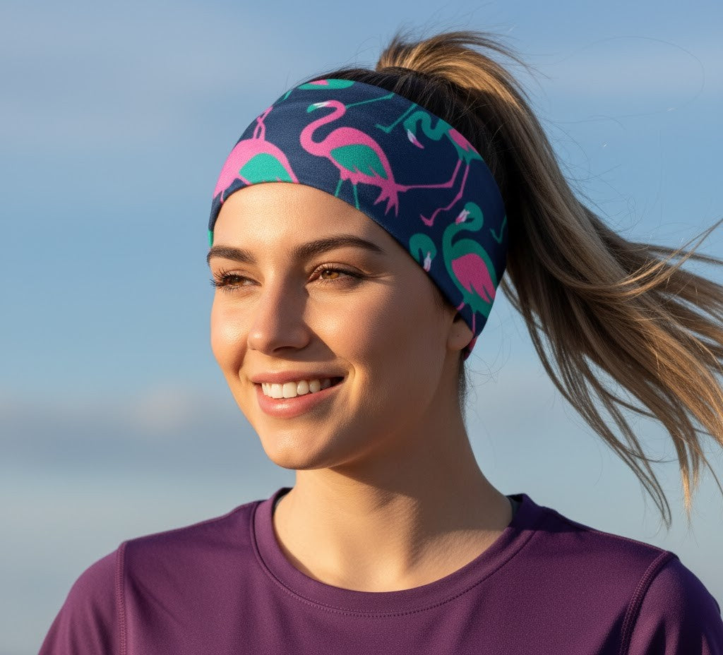 Lunabands_Flamingo_Print_Headband_navy_blue_with_pink_and_green_flamingos