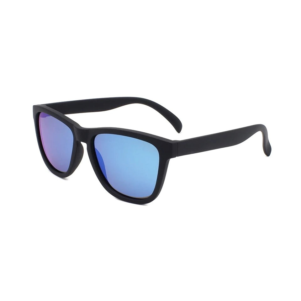 Black Frame Blue Mirror Lenses Sunglasses