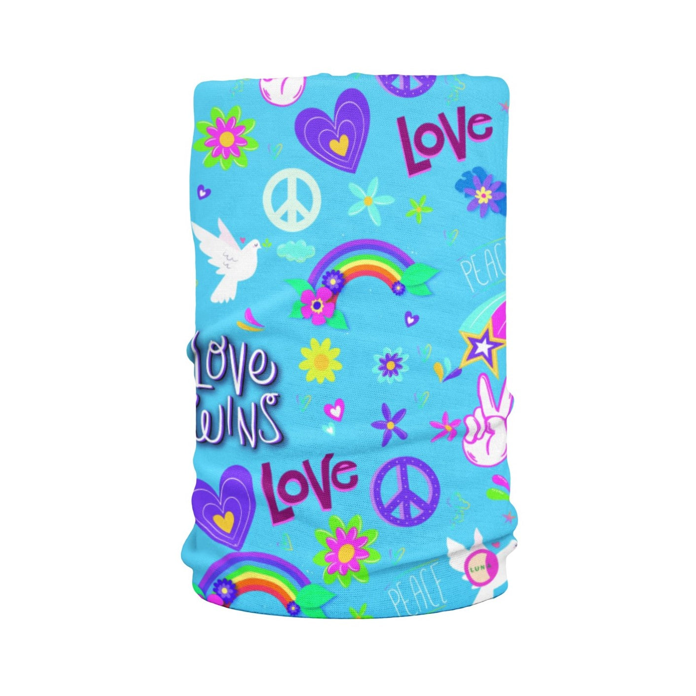 Lunabands Blue Love & Peace Multi use Running Bandana Headband
