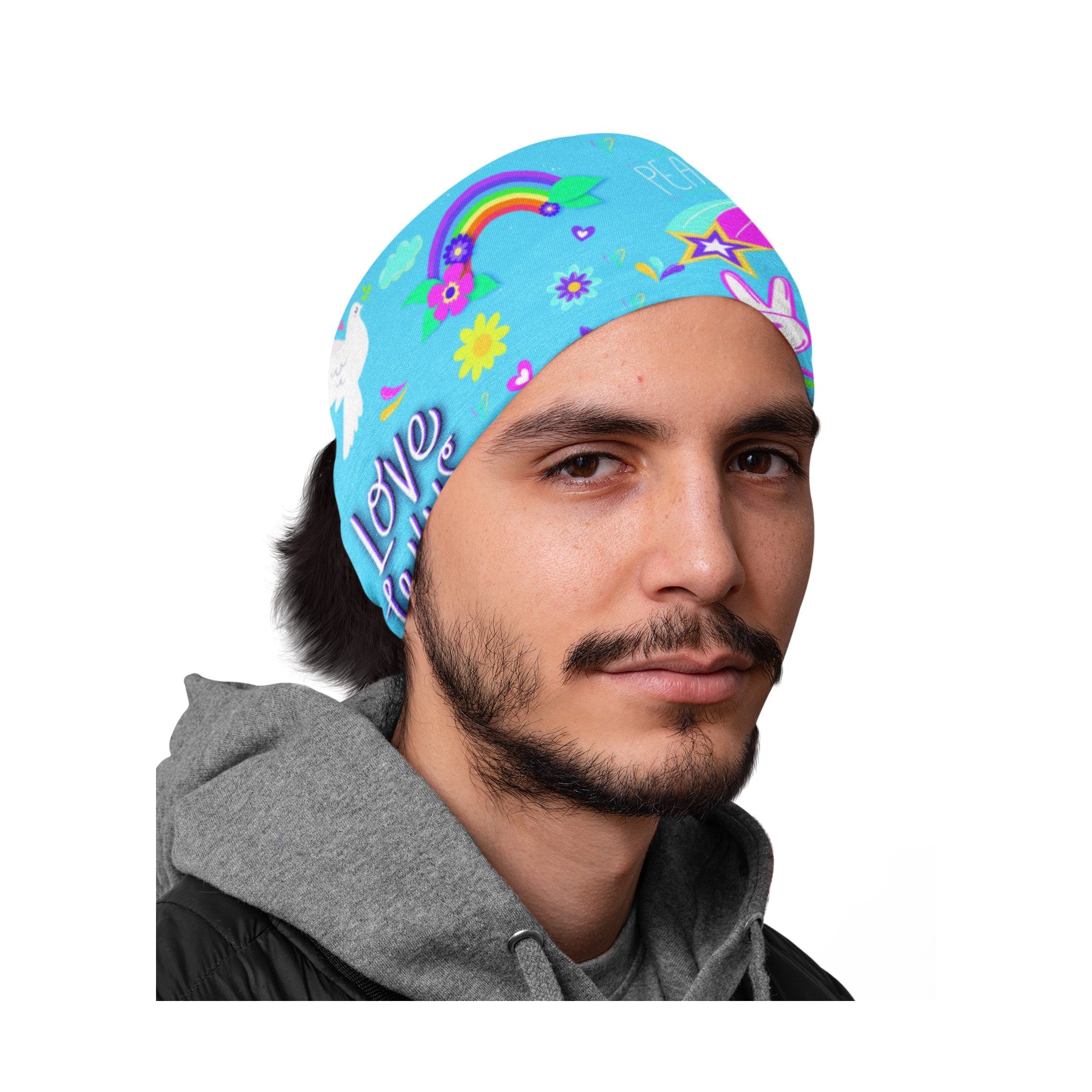 Lunabands Blue Love & Peace Multi use Running Bandana Headband