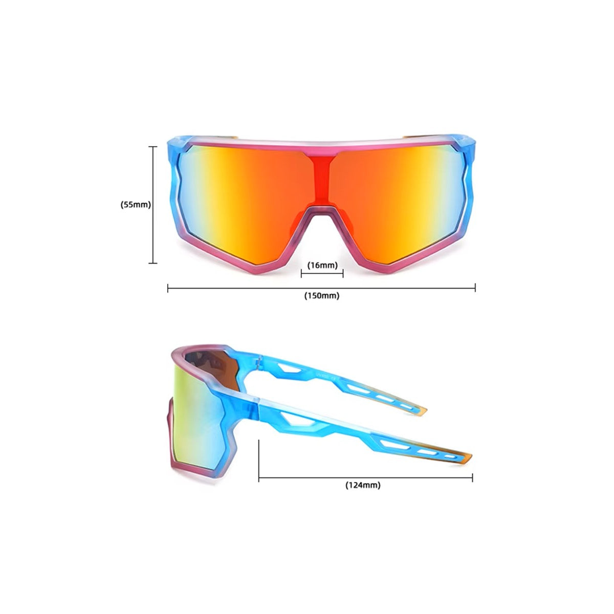 Lunabands Cycling sunglasses with blue polarised UV400 lenses, non-slip grip, and eco-friendly ocean plastic frame