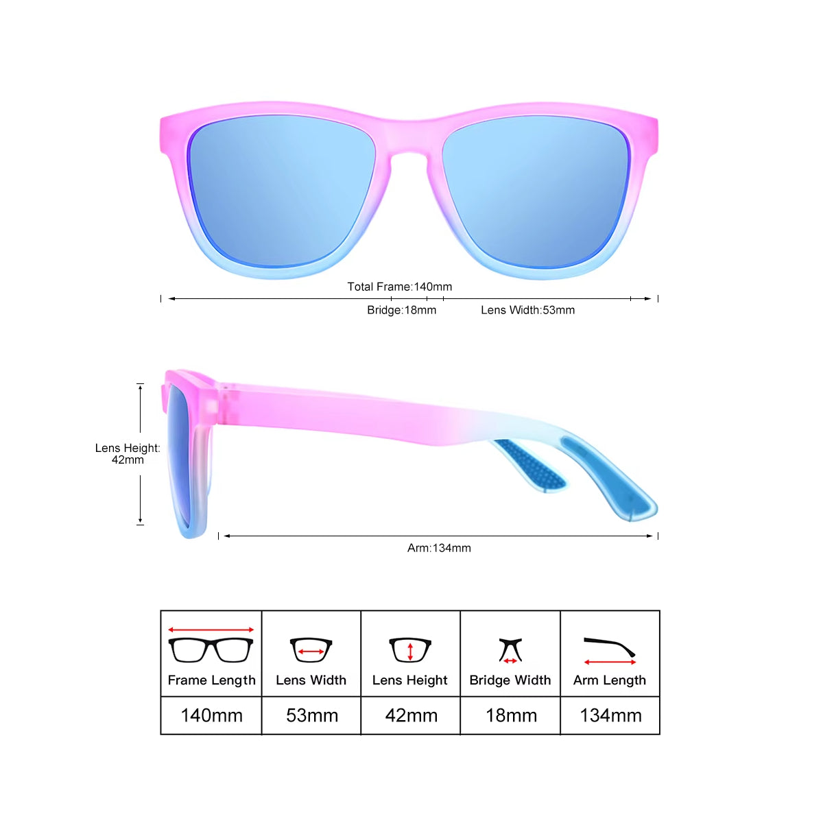 Boston - Sky Blue / Pink Polarised Sunglasses