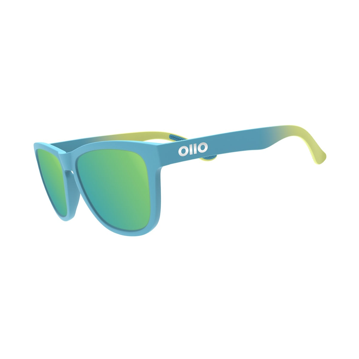 Ollo Stride Aqua Surge sunglasses with UV400 polarised lenses and a dynamic aqua-blue frame. Lightweight and durable, these sunglasses provide a non-slip fit and sharp clarity, making them the perfect choice for athletes who love running, cycling, and outdoor adventure.