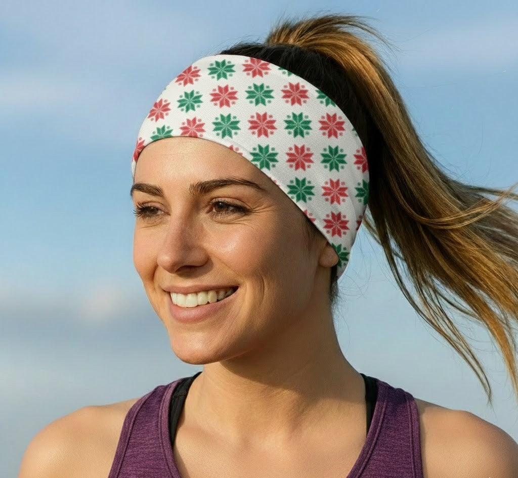 Lunabands Christmas Snow Flakes Multi use Running Bandana Headband