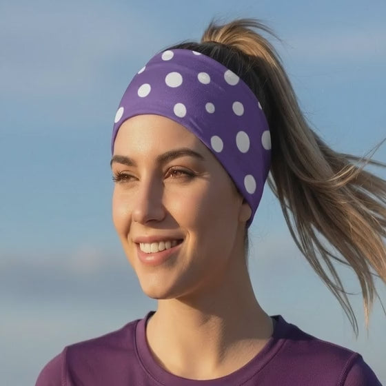 Lunabands Purple Polka Dotty Multi use Running Bandana Headband