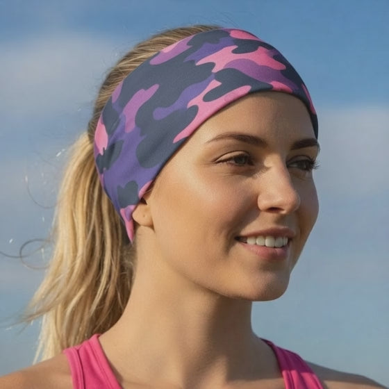 Lunabands Pink Camo Multi use Running Bandana Headband