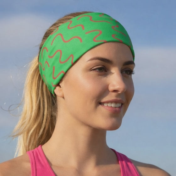 Lunabands Green & Red Core Multi use Running Bandana Headband