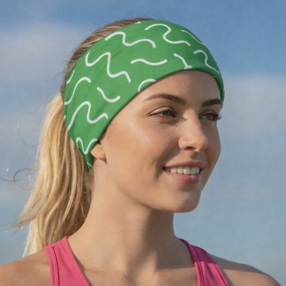 Lunabands Green & White Core Multi use Running Bandana Headband