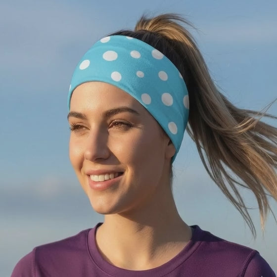 Lunabands Turquoise Polka Dotty Multi use Running Bandana Headband