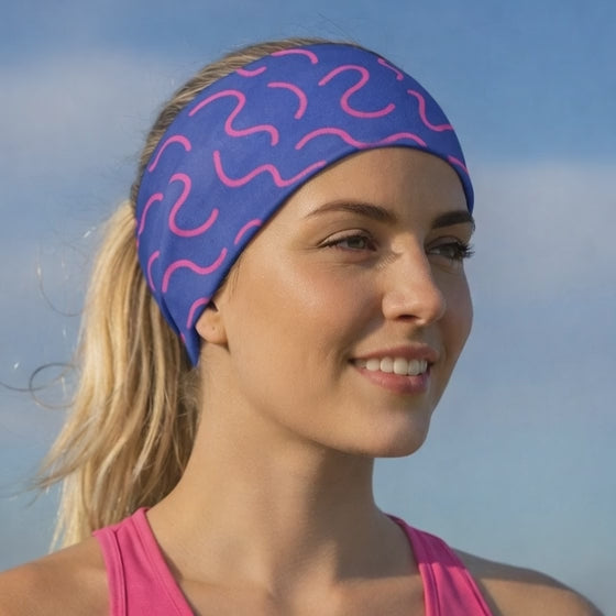 Lunabands Blue & Pink Core Multi use Running Bandana Headband