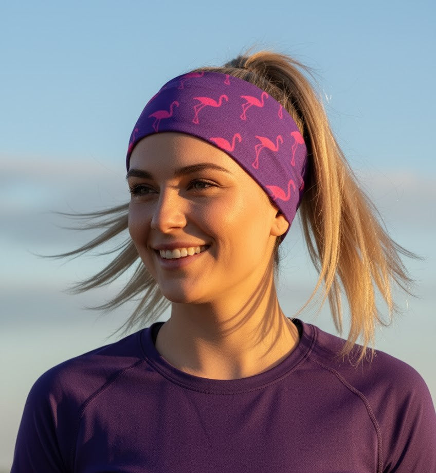 Lunabands Pink Flamingo Multi use Running Bandana Headband