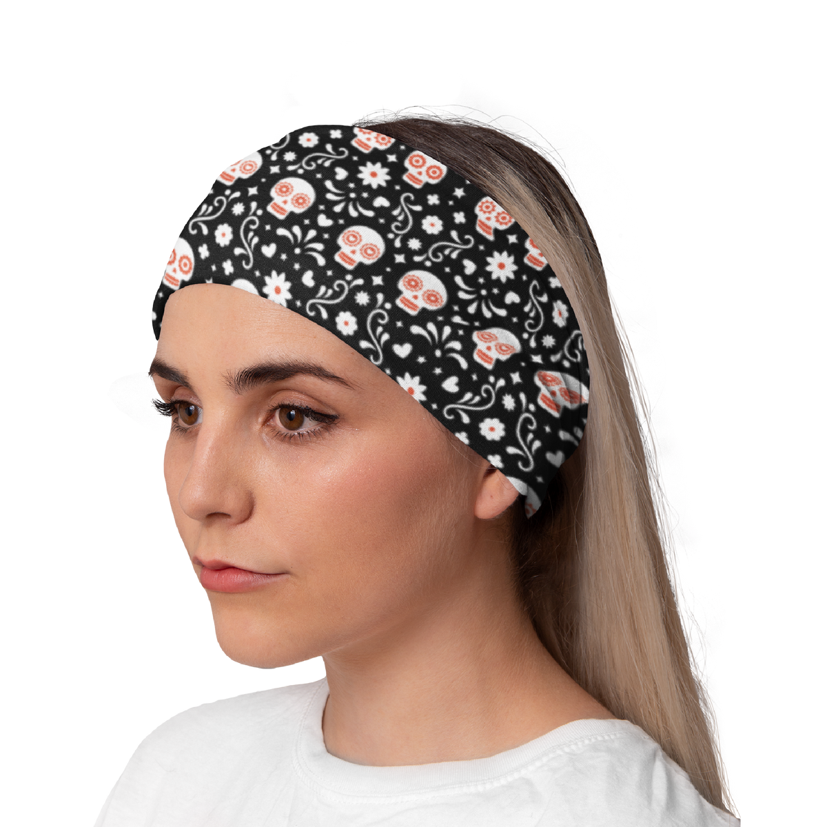 Lunabands Day of the Dead Multi use Fitness Running Bandana Headband