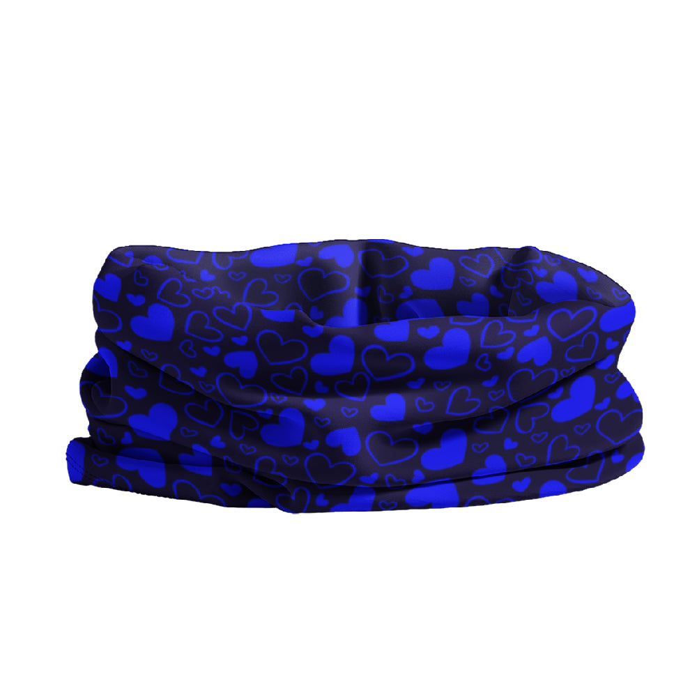 Lunabands Blue Love Hearts multi use tubular Running Bandana Headband Tube Scarf Snood Face Mask Hairband Purpose Walking 