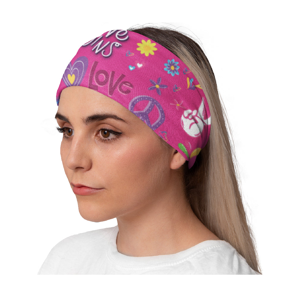 Lunabands Love Peace Hippy Designer Multi Use Multifunctional Running Sports Fitness Training Bandana Headband Snood Skiing