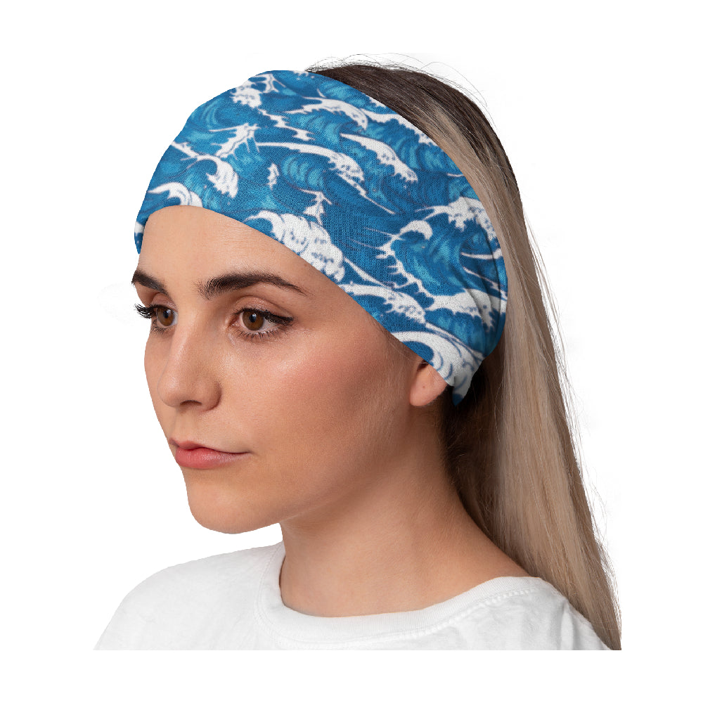 Lunabands Ocean Sea Waves Designer Multi Use Multifunctional Running Sports Fitness Training Bandana Headband Marathon Snood