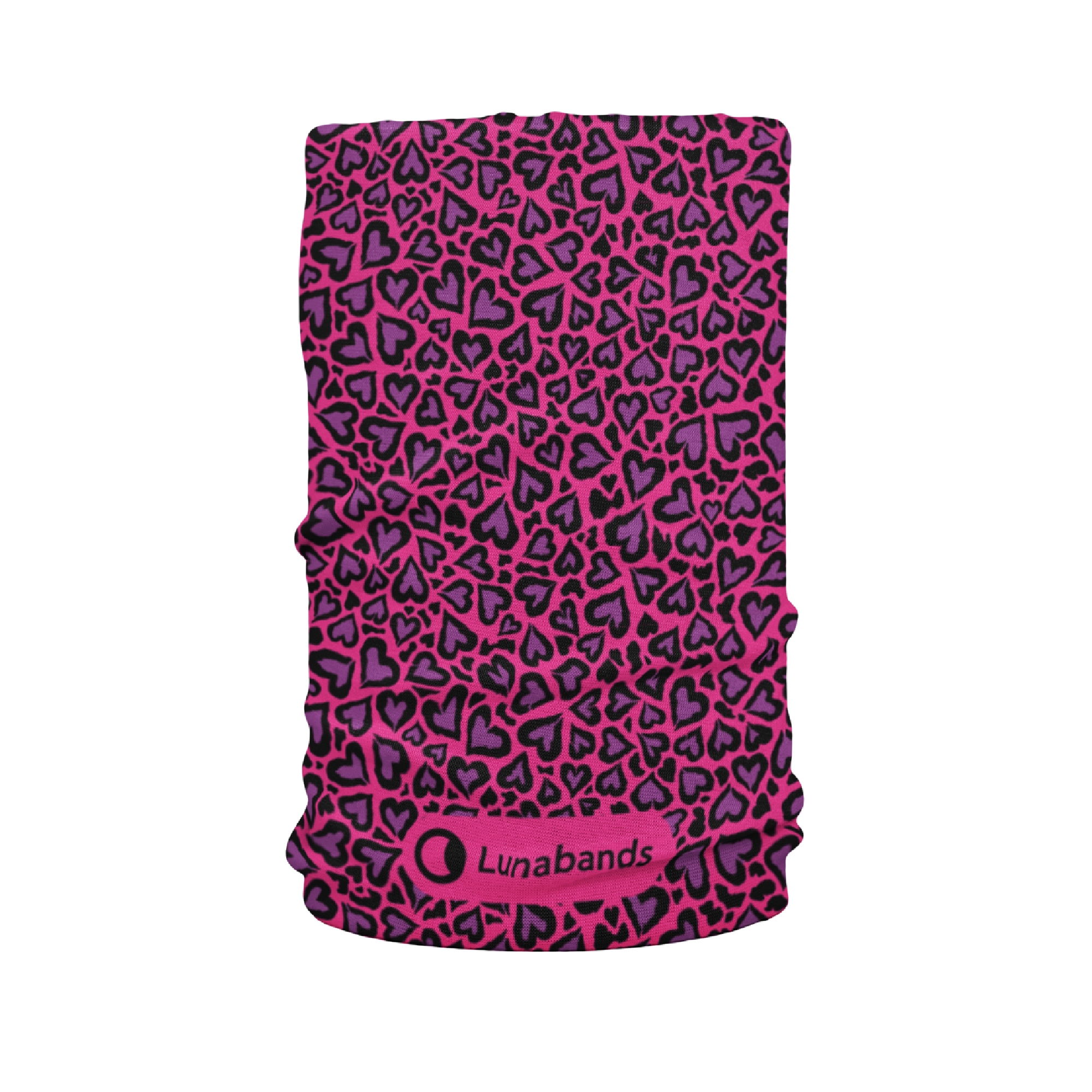 Lunabands Purple Love Hearts Multi Use Multifunctional Running Sports Fitness Training Bandana Headband Marathon Snood Gyn
