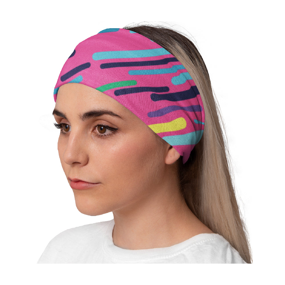 Lunabands Pink Dash Designer Multi Use Multifunctional Running Sports Fitness Training Bandana Headband Marathon Snood Gym