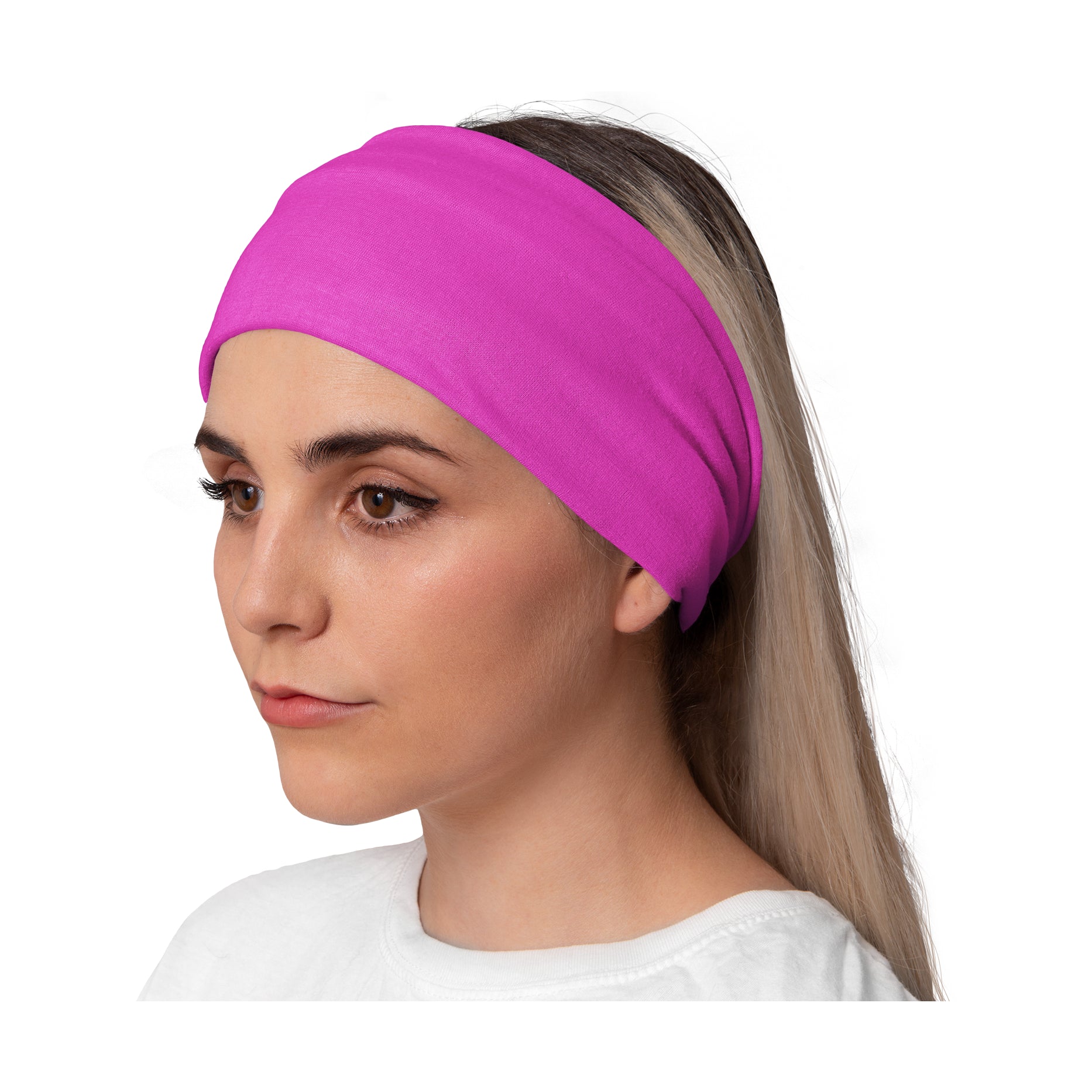 Lunabands Womans Ladies Pink Block Colour Designer Multi Use Multifunctional Running Workout Gym Bandana Headband Headbands