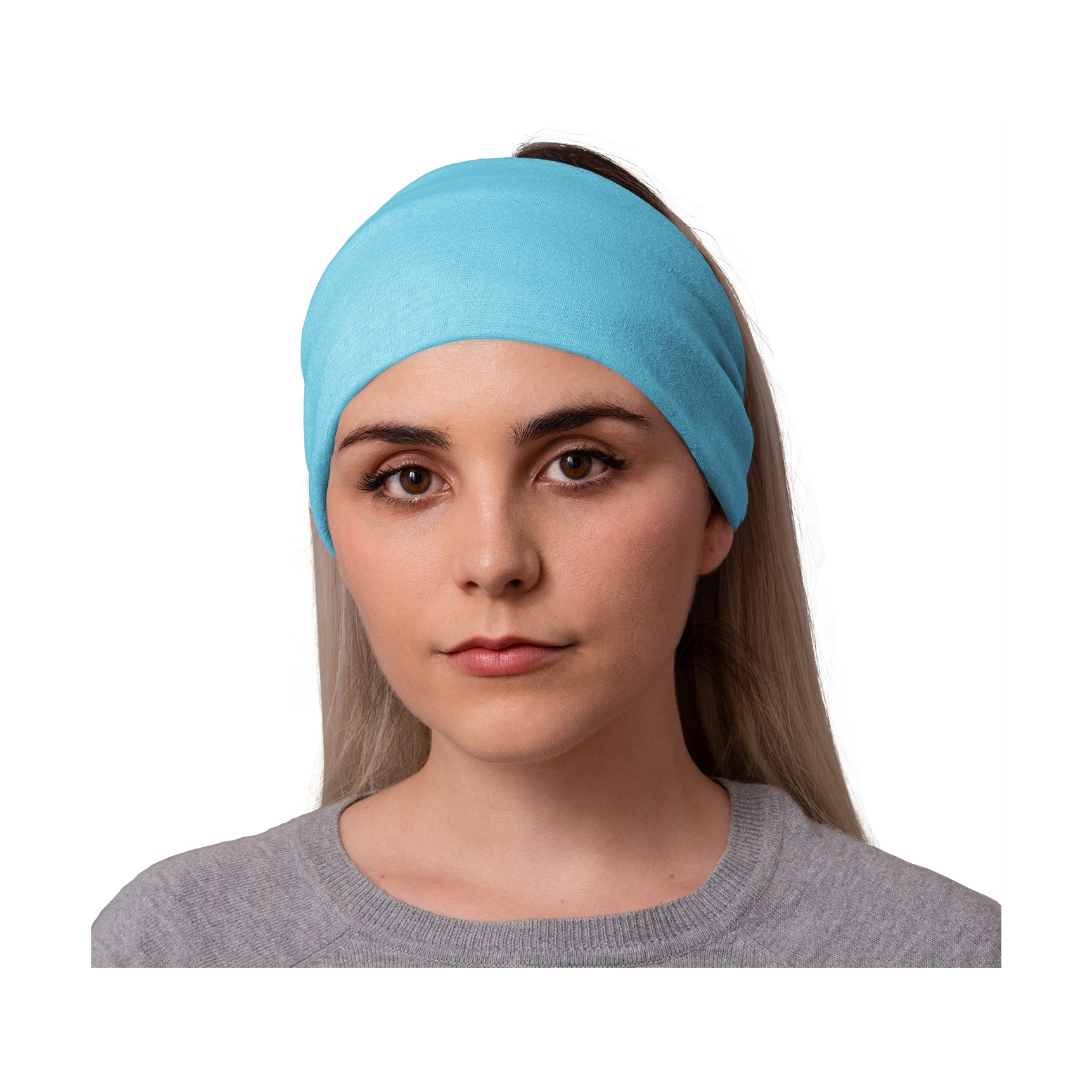 Lunabands Womans Ladies Turquoise Block Colour Designer Multi Use Multifunctional Running Gym Bandana Headband Headbands