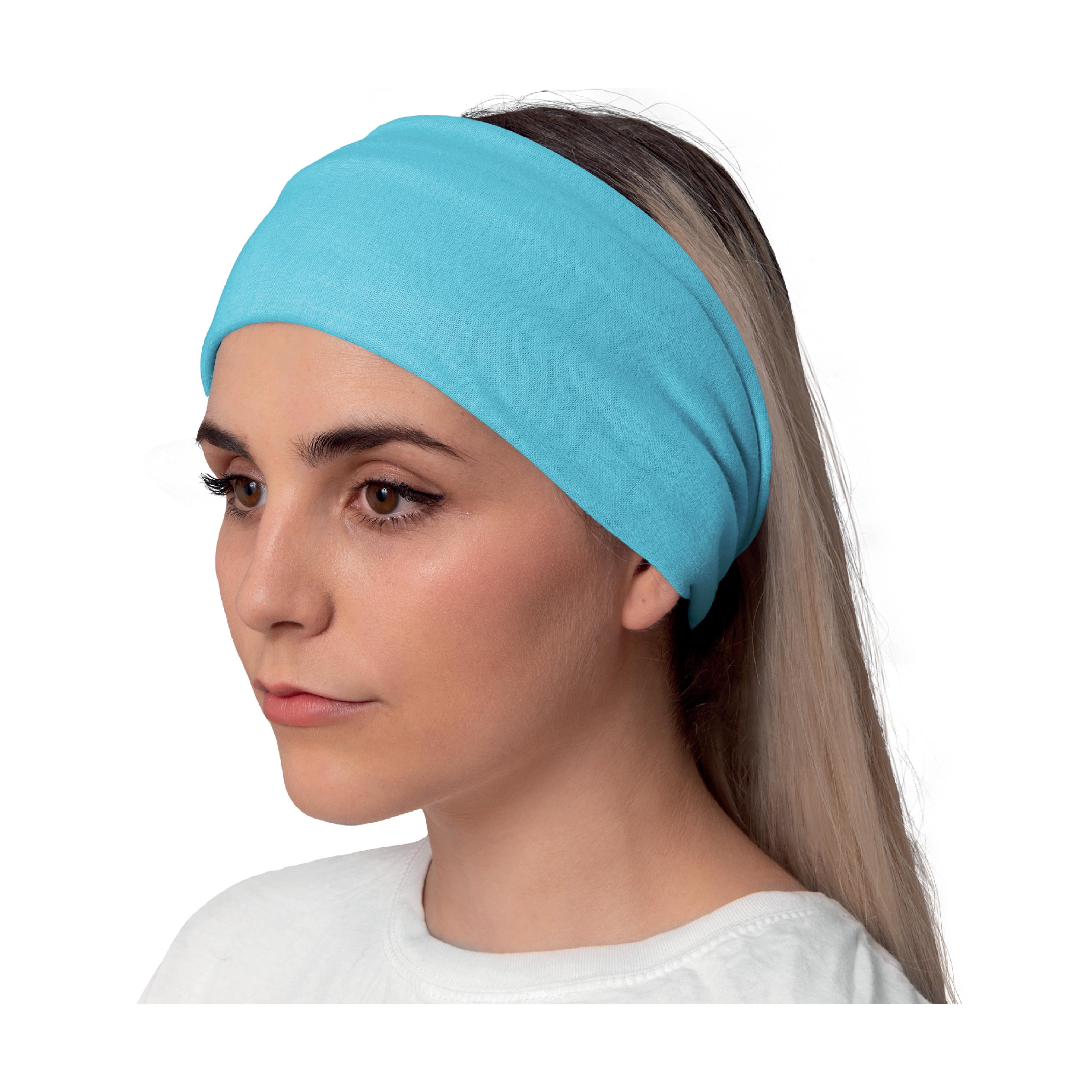 Lunabands Womans Ladies Turquoise Block Colour Designer Multi Use Multifunctional Running Gym Bandana Headband Headbands