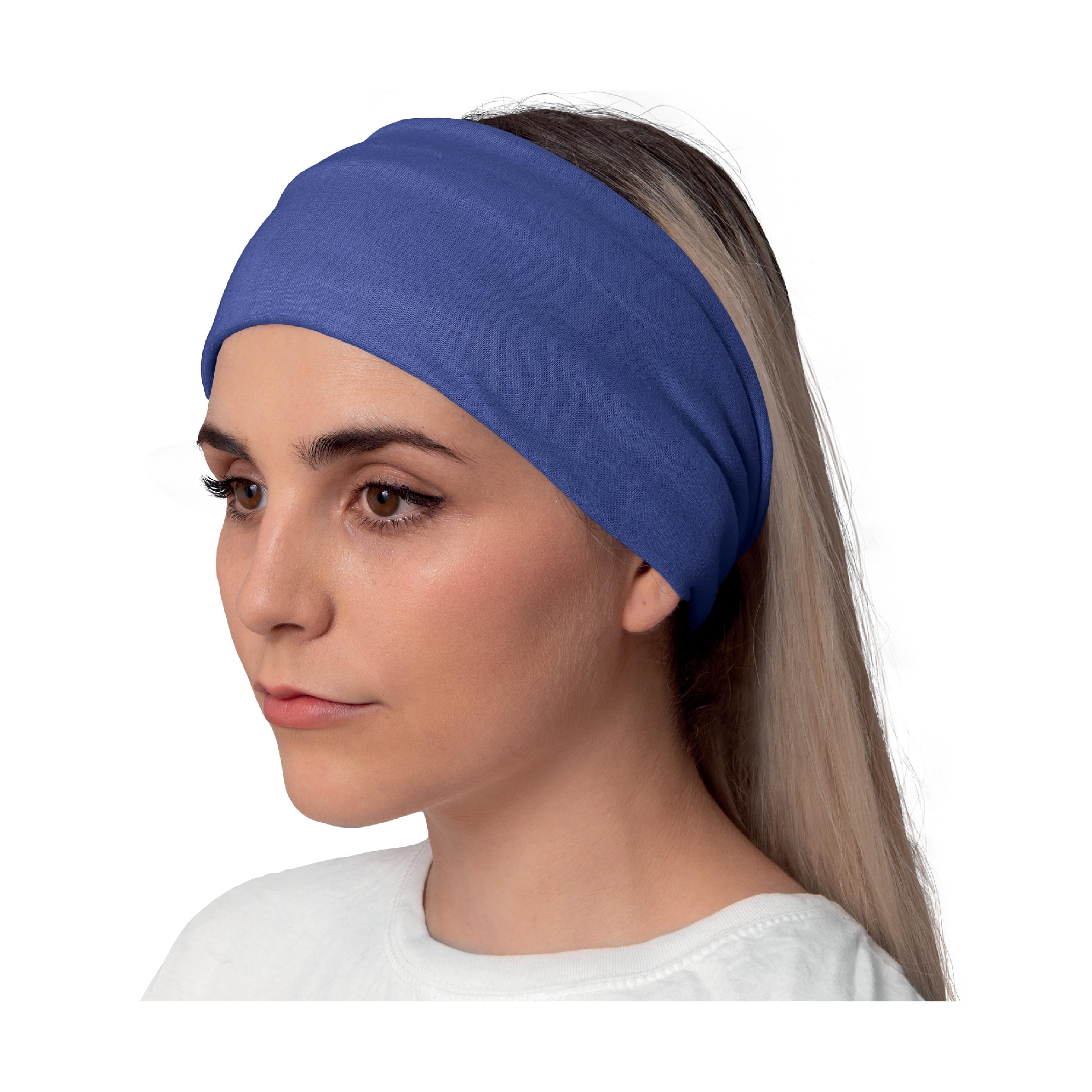 Lunabands Womans Ladies Blue Block Colour Designer Multi Use Multifunctional Running Workout Gym Bandana Headband Headbands