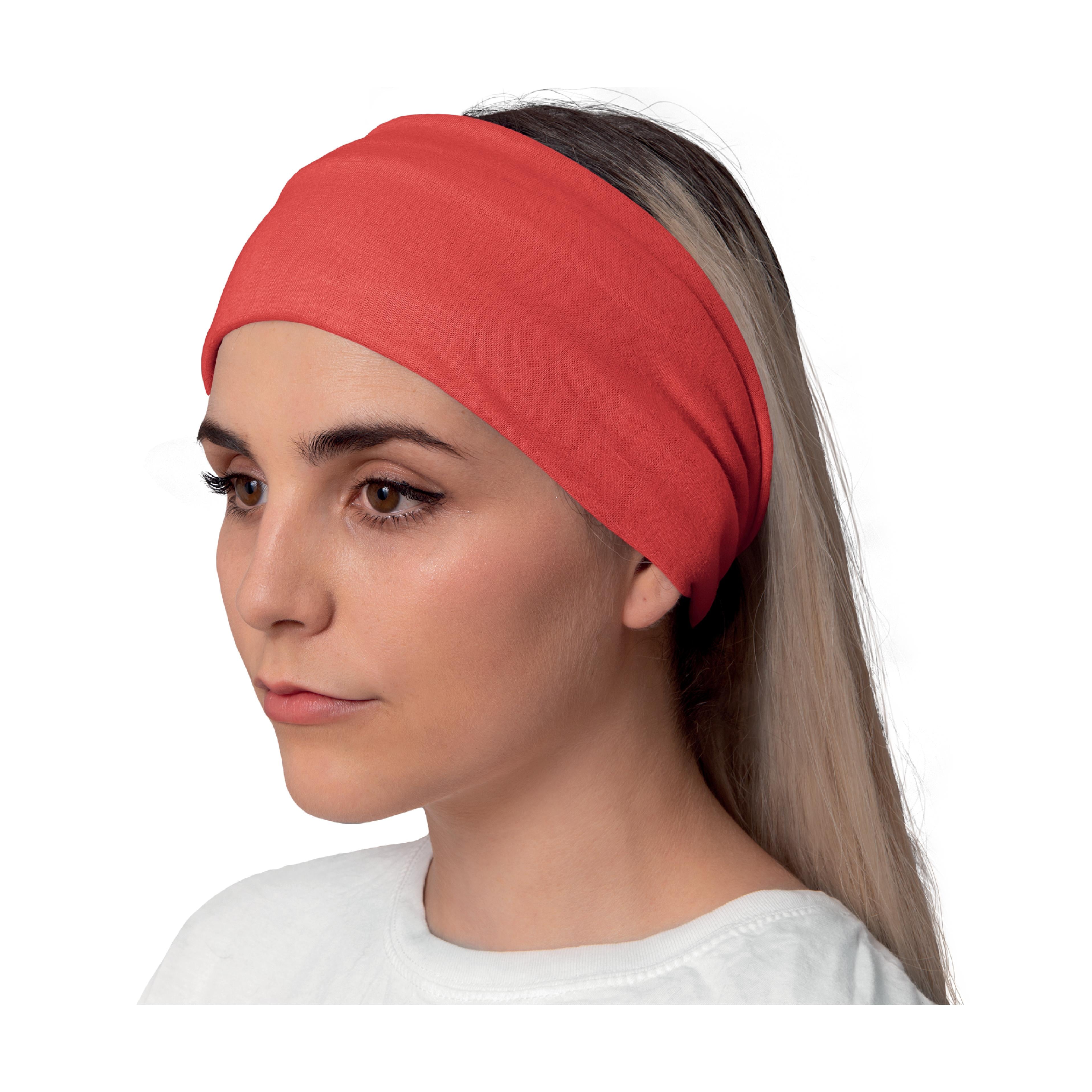 Lunabands Womans Ladies Red Block Colour Designer Multi Use Multifunctional Running Workout Gym Bandana Headband Headbands