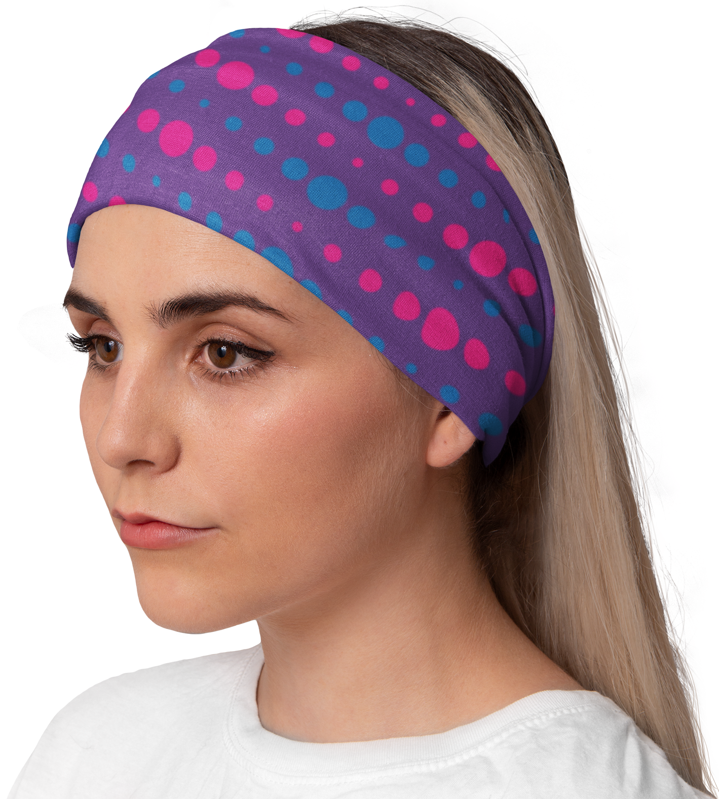 Lunabands Purple Dots Headband Multi use Running Bandana Headband